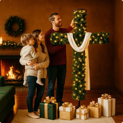 🎄Handmade Illuminated Christmas Cross✝️ – A Symbol of Light & Hope