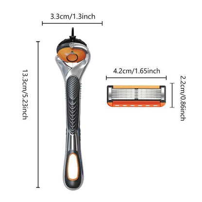 Ultra-Sharp 6-Blade Men's Razor Kit 24/48 Refill Cartridges Plus Free Handle for a Smooth Shave