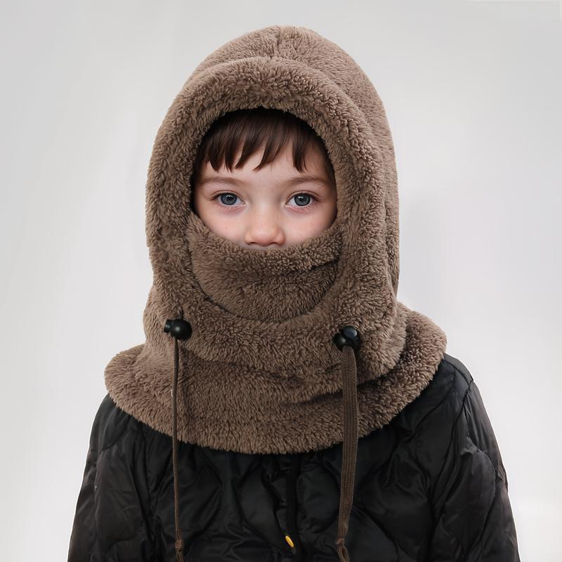 Winter Balaclava & Neck Warmer Hat - Windproof Thermal Kids Full Face Mask with Detachable Hood