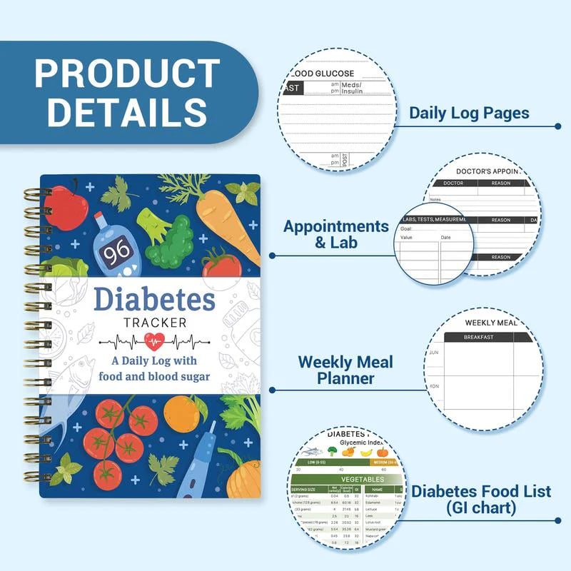 📘✨Special for Diabetes🔥Diabetes Tracker Book with Food List