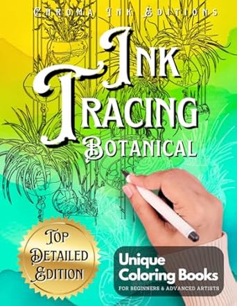 🎨✏️Ink Tracing Coloring Book - For Beginners & Stress Relief(📚Hardcover - No Bleed Pages)