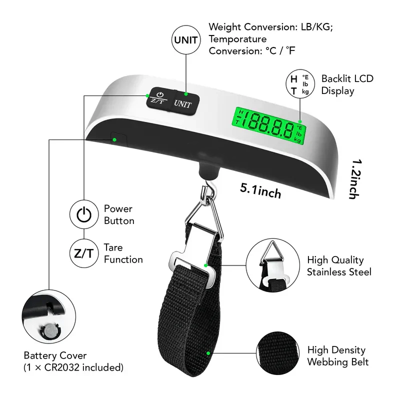 Portable Digital Luggage Scale Accurate Weighing