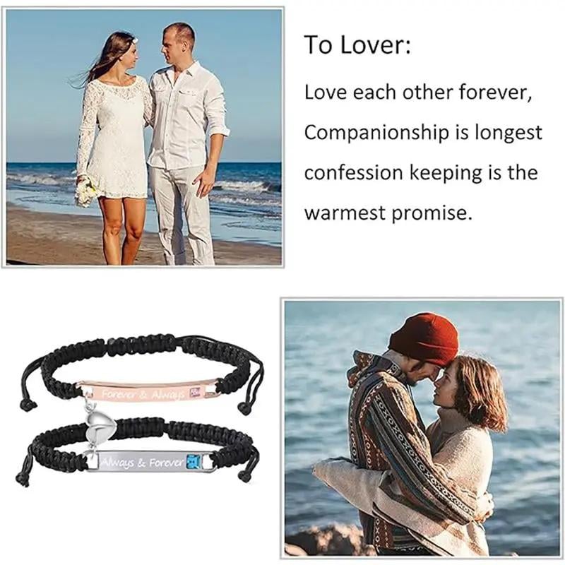 💖Valentine's Day Hot Sale - 💝 Adjustable couple bracelets with heart charm for love