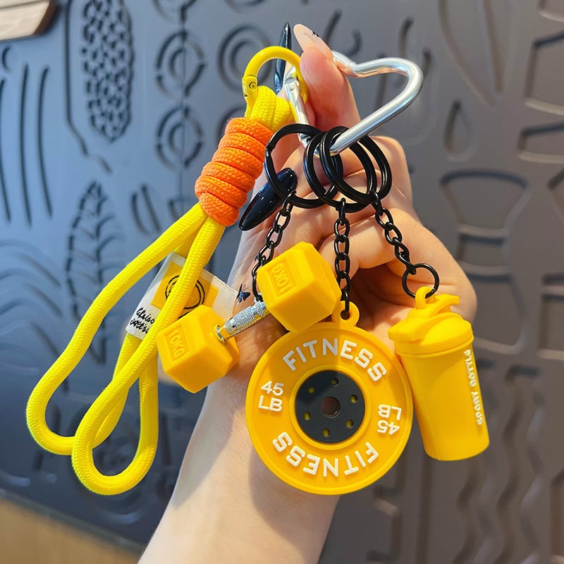 🏋️‍♀️Fitness Keychain Set, MSilicone Dumbbell Kettlebell Weight Plate Keychains