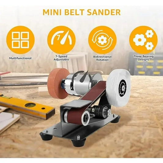 3-in-1 Mini Belt Sander Kit 🛠️ | 7-Speed Adjustable Desktop Polisher for Metal & Wood ✨