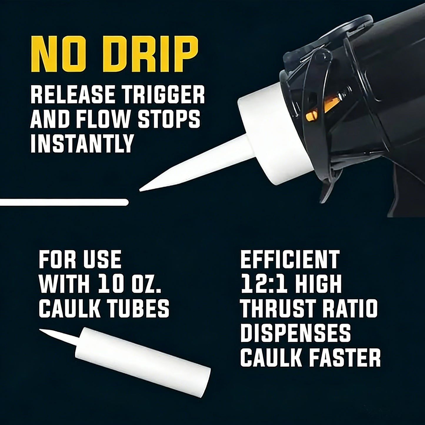 🔥🛠️ Caulking Gun –  Anti-Drip, 12:1 Thrust Ratio