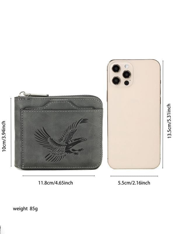 Men's Vintage Eagle Embossed Short Wallet