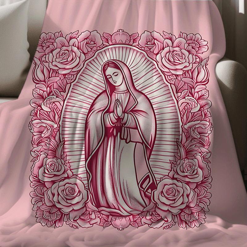 ✝️Comfortable Pink Virgin Mary Blanket - 🌸it's the perfect gift for a daughter, mother, or grandma🎁