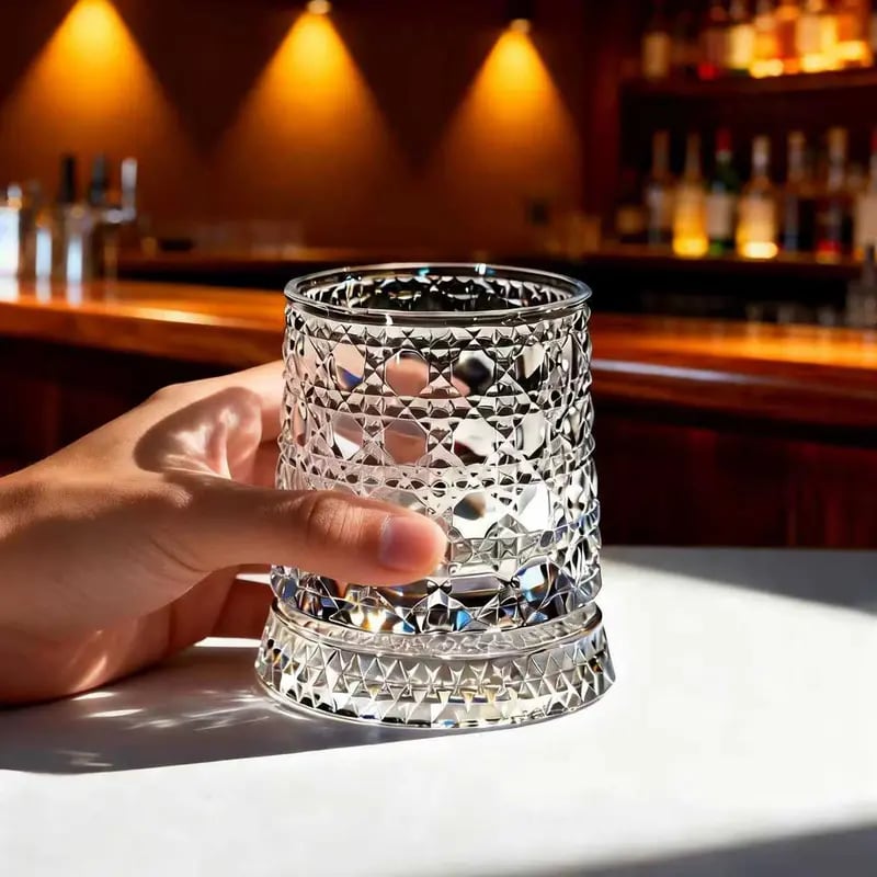 ✨ 360° Spinning Crystal Glass – Luxury Star-Cut Barware