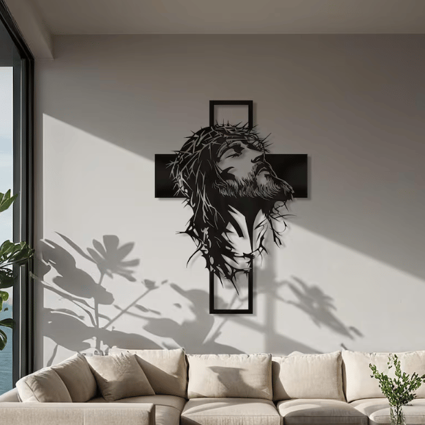 🔥🔥Jesus Cross Iron Sign Christ Wall Art Decor✝️🖼️ Elevate Your Space with Spiritual Elegance 🙌✨