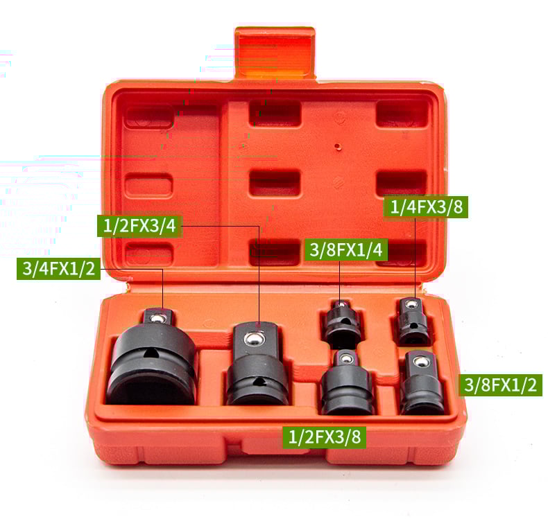 6-Piece Impact Socket Adapter Set | Cr-V Steel SAE Adapter Conversion Kit