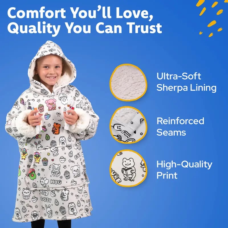 🔥HOT SALE 49% OFF - 🎨✨Cozy Companions Color-Your-Own Blanket Hoodie