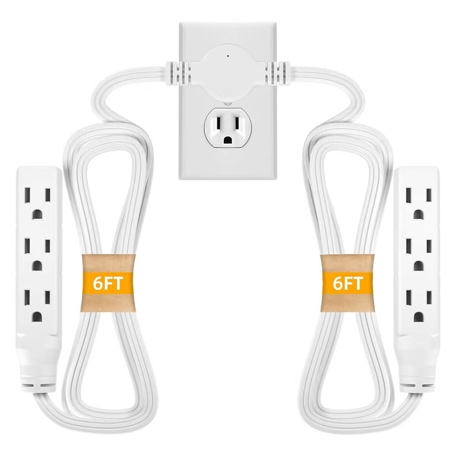 🔥🔥🏆#1 Bestselling🏆6FT Ultra Flat Plug Extension Cord Power Strip with 3 Outlets