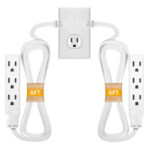 🔥🔥🏆#1 Bestselling🏆6FT Ultra Flat Plug Extension Cord Power Strip with 3 Outlets
