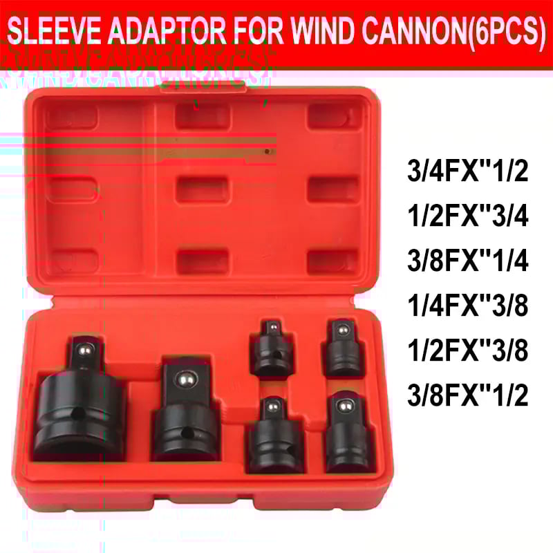 6-Piece Impact Socket Adapter Set | Cr-V Steel SAE Adapter Conversion Kit