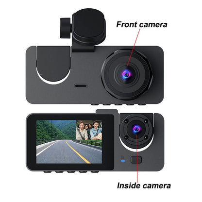 HD 1080P Dashcam with Three Lenses, Loop Recording and 3.5-inch IPS Screen