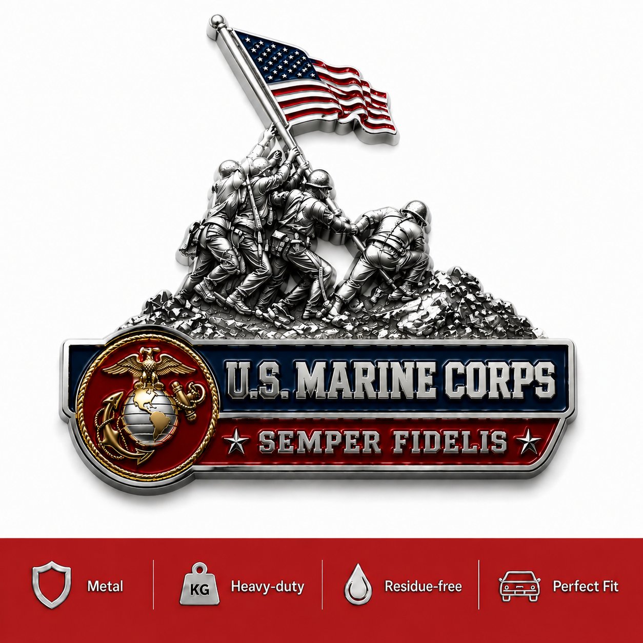 🇺🇸 Last Day Promo: 49% OFF 🎖️ - U.S. Marine Corps Semper Fidelis Car Emblem Metal Badge