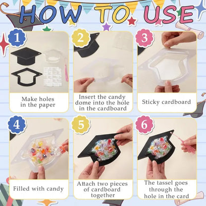 30-pack graduation cap candy cards, 2026 graduation candy dome greeting card gift with tassel chocolate box