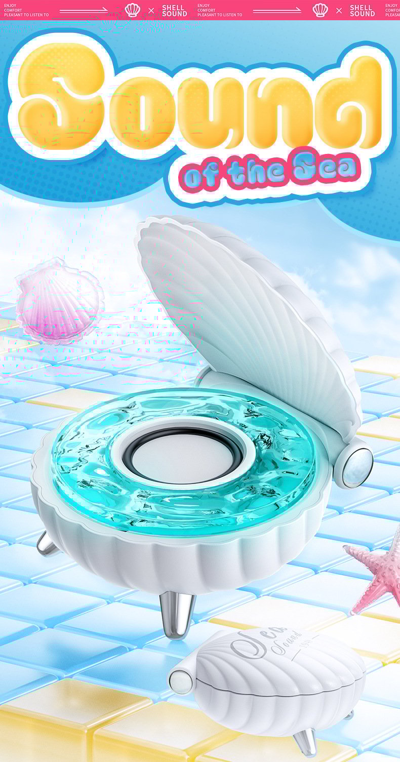 Seashell Bluetooth Speaker 🐚✨ | Beat-Sync Colorful LED Lights