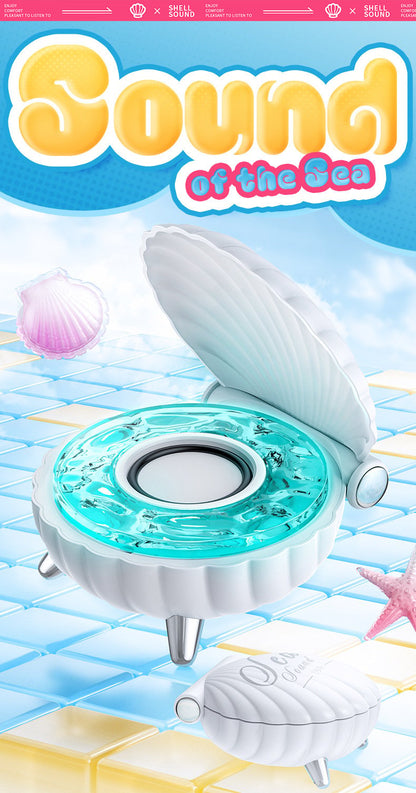 Seashell Bluetooth Speaker 🐚✨ | Beat-Sync Colorful LED Lights