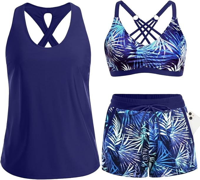 3 Piece Tankini with Shorts