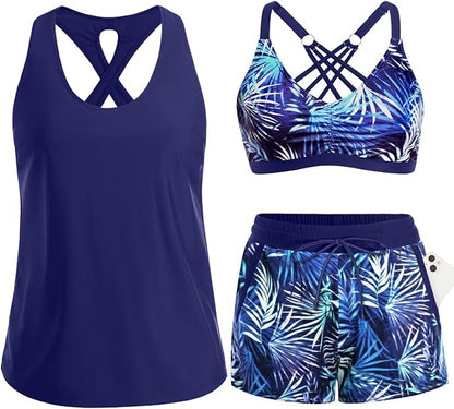 3 Piece Tankini with Shorts