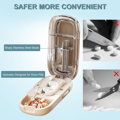 Pills Splitter Portable Multifunctional Convenient Pill Case