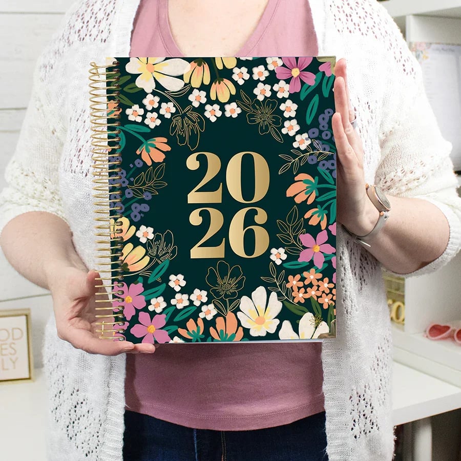 2026 Hard Cover Planner, 8.5" x 11", Blooming Wildly