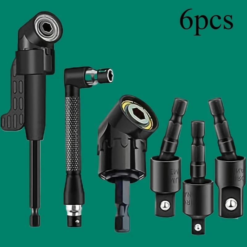 🔩6pcs Right-Angle Drill Bit Accessory Set - Easy to Install & Wide Compatibility🛠️
