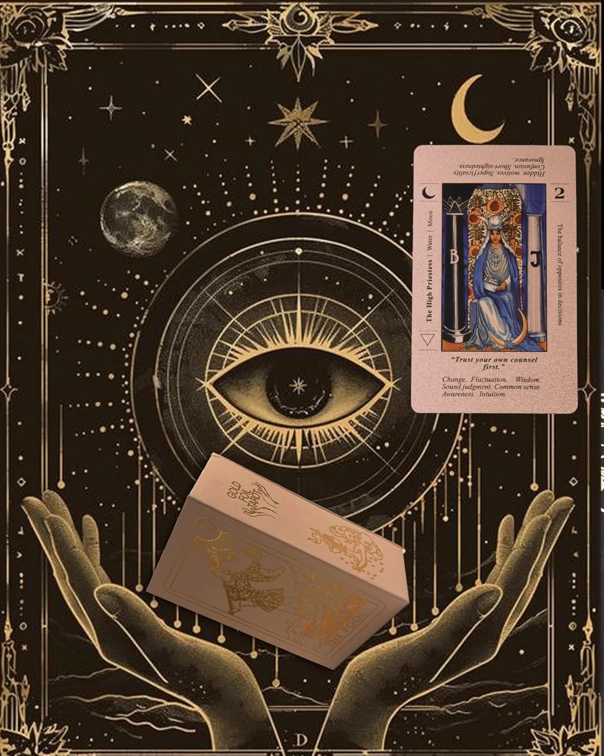 ✨ Witchy Cauldron Tarot Card Set – Rose Gold Accents, Complete Guide Book & Velvet Pouch 🎴📖