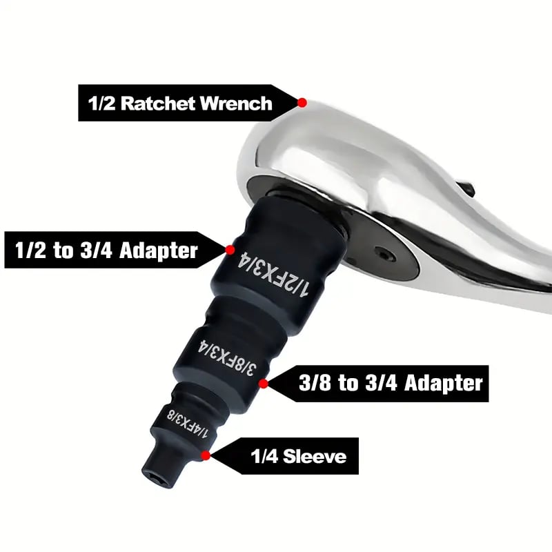 6-Piece Impact Socket Adapter Set | Cr-V Steel SAE Adapter Conversion Kit