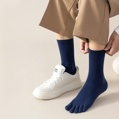 Five‐Toe Cotton Socks — Odor‐Control & Breathable