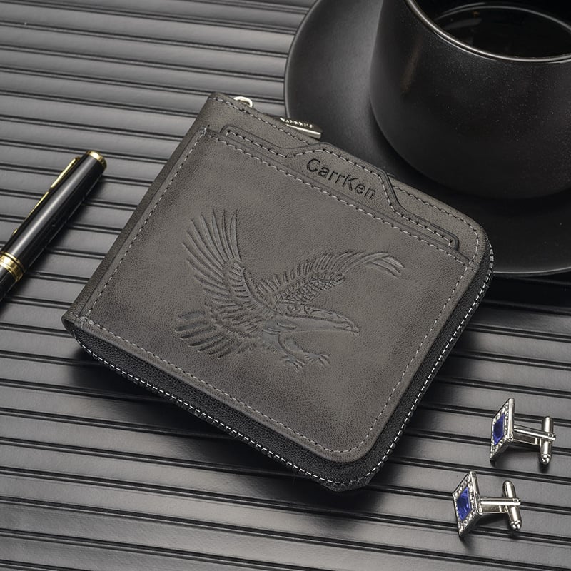 Men's Vintage Eagle Embossed Short Wallet