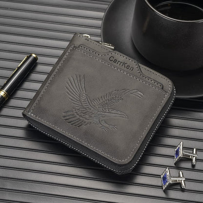 Men's Vintage Eagle Embossed Short Wallet
