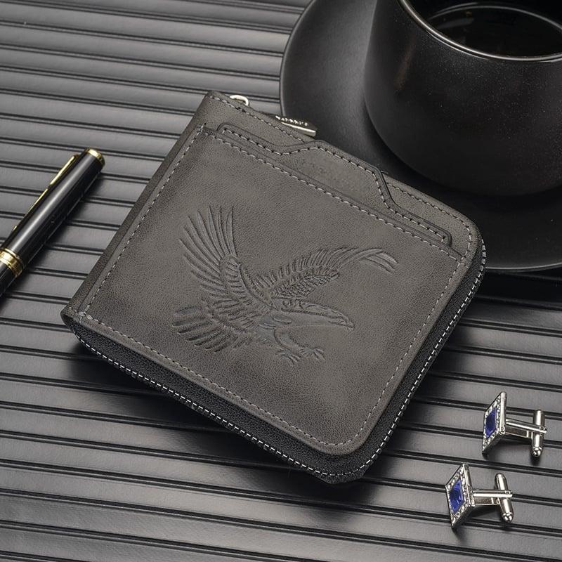 Men's Vintage Eagle Embossed Short Wallet