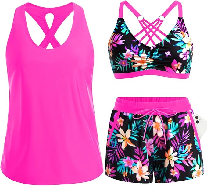 3 Piece Tankini with Shorts