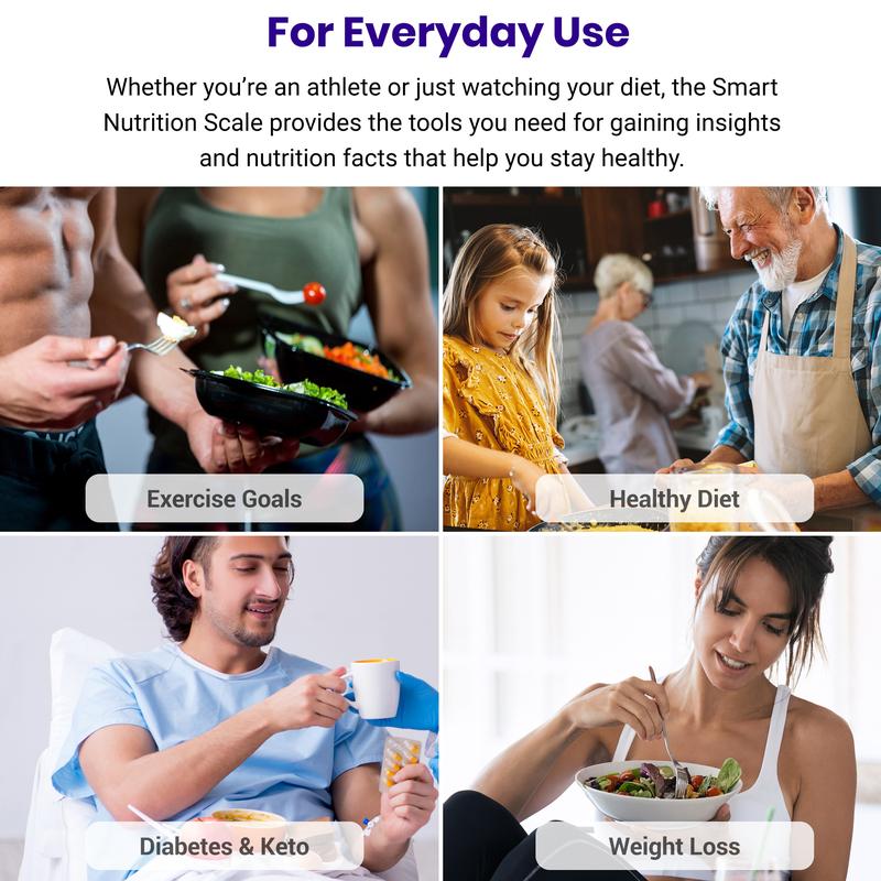 ✨AI Smart Food Scale | 19 Nutrient Facts Auto Scan | Digital Calorie Counter for Meal Prep & Fitness | Compact Stainless Design