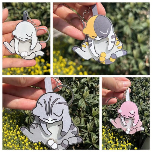 Playing with eggs and kitten keychain