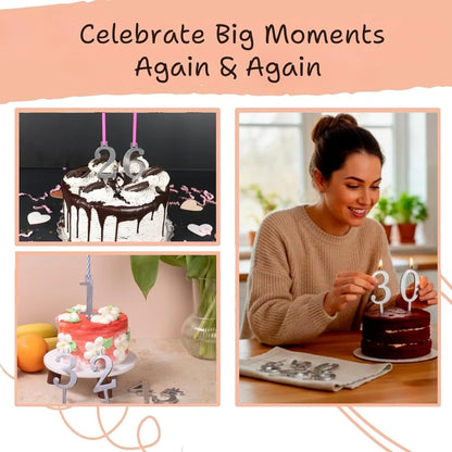 🔥LAST DAY 49% OFF - 🍾Numbered Aluminum Birthday Cake Candle Holder Set 🎂