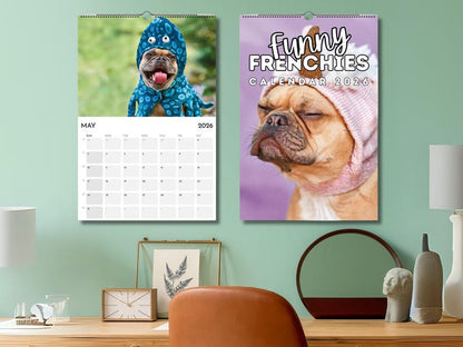 Funny Frenchies 2026 Wall Calendar, French Bulldog Lovers Gift