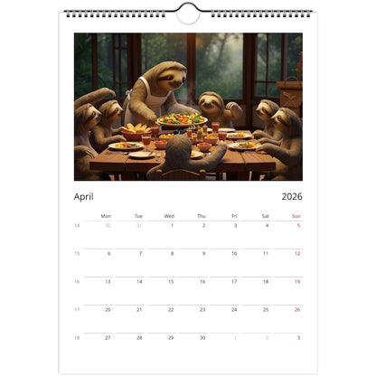 Sloth Calendar 2026 - Daily Activities