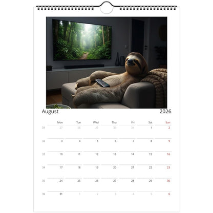 Sloth Calendar 2026 - Daily Activities
