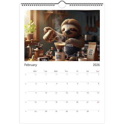 Sloth Calendar 2026 - Daily Activities
