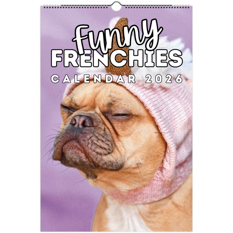 Funny Frenchies 2026 Wall Calendar, French Bulldog Lovers Gift