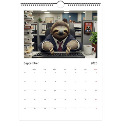 Sloth Calendar 2026 - Daily Activities