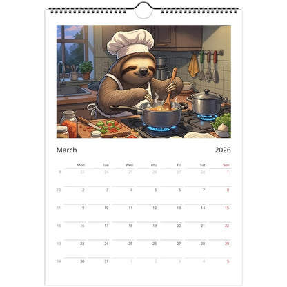 Sloth Calendar 2026 - Daily Activities