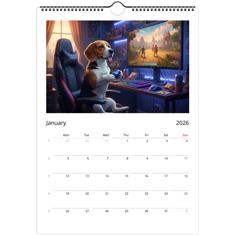 Beagle dog Calendar 2026 - Daily Activities