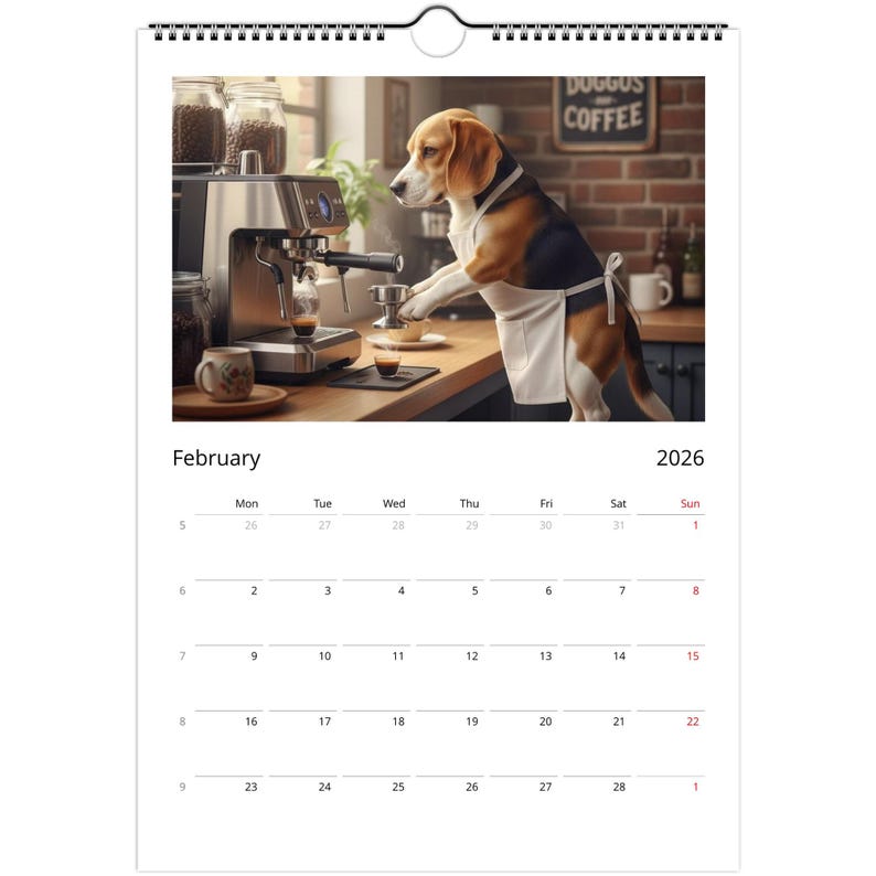 Beagle dog Calendar 2026 - Daily Activities