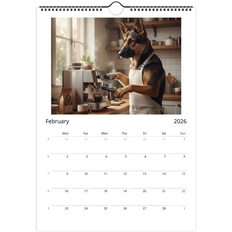 German Shepherd (Alsatian) Calendar 2026 - Daily Activities