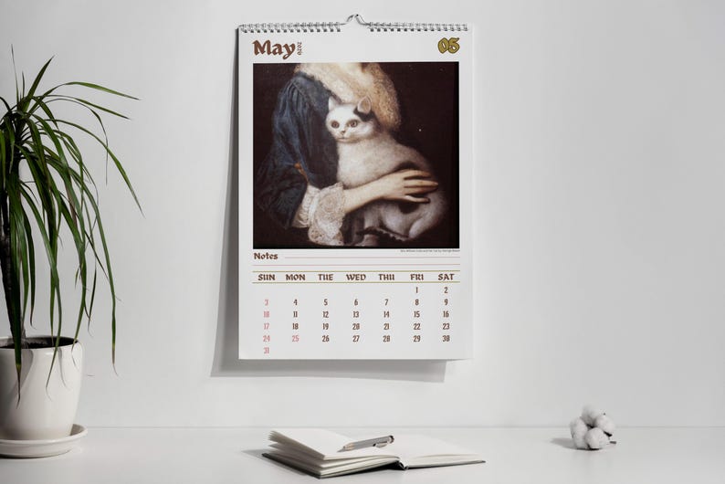 Weird cats in renaissance 2026 Wall Calendar